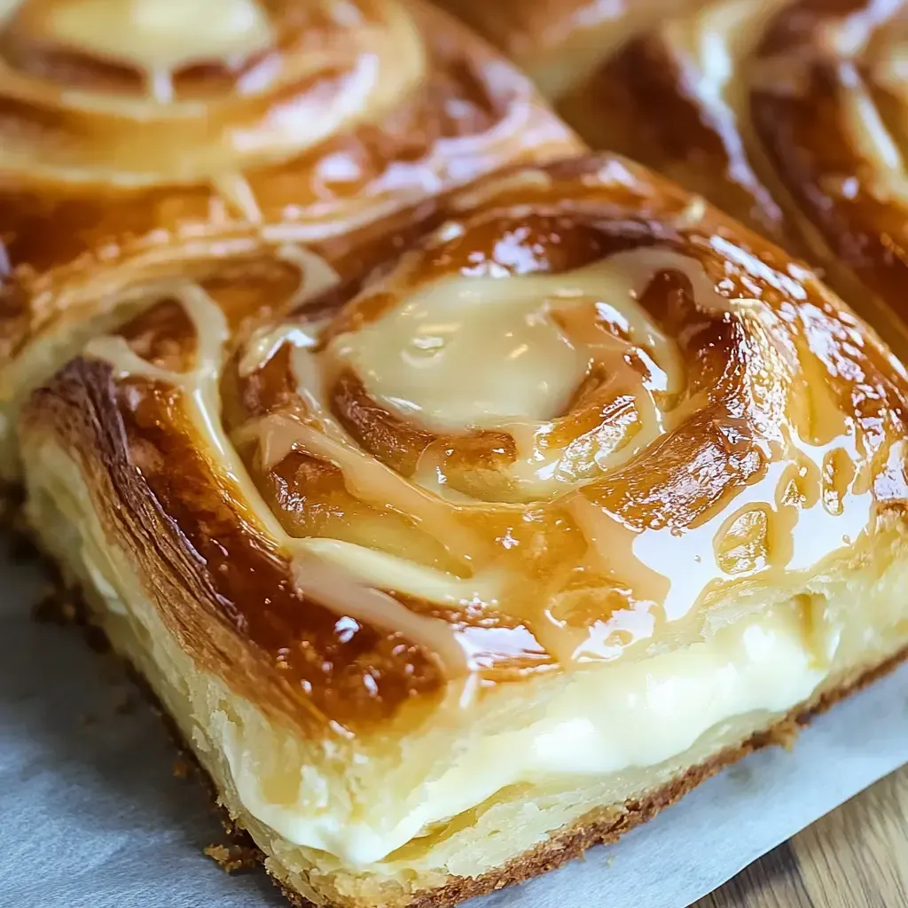 Un pan de desayuno con crema y canela.