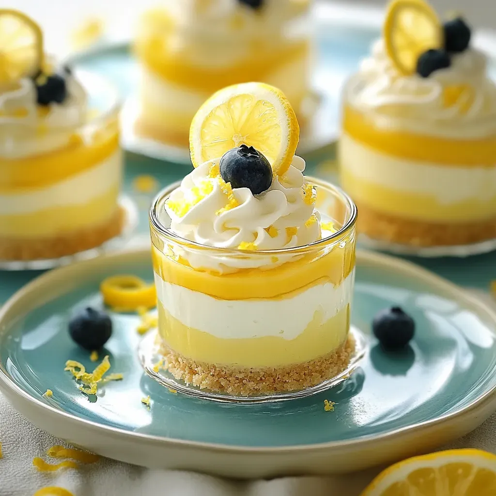 Unas tartas de limón con blueberries y crema.
